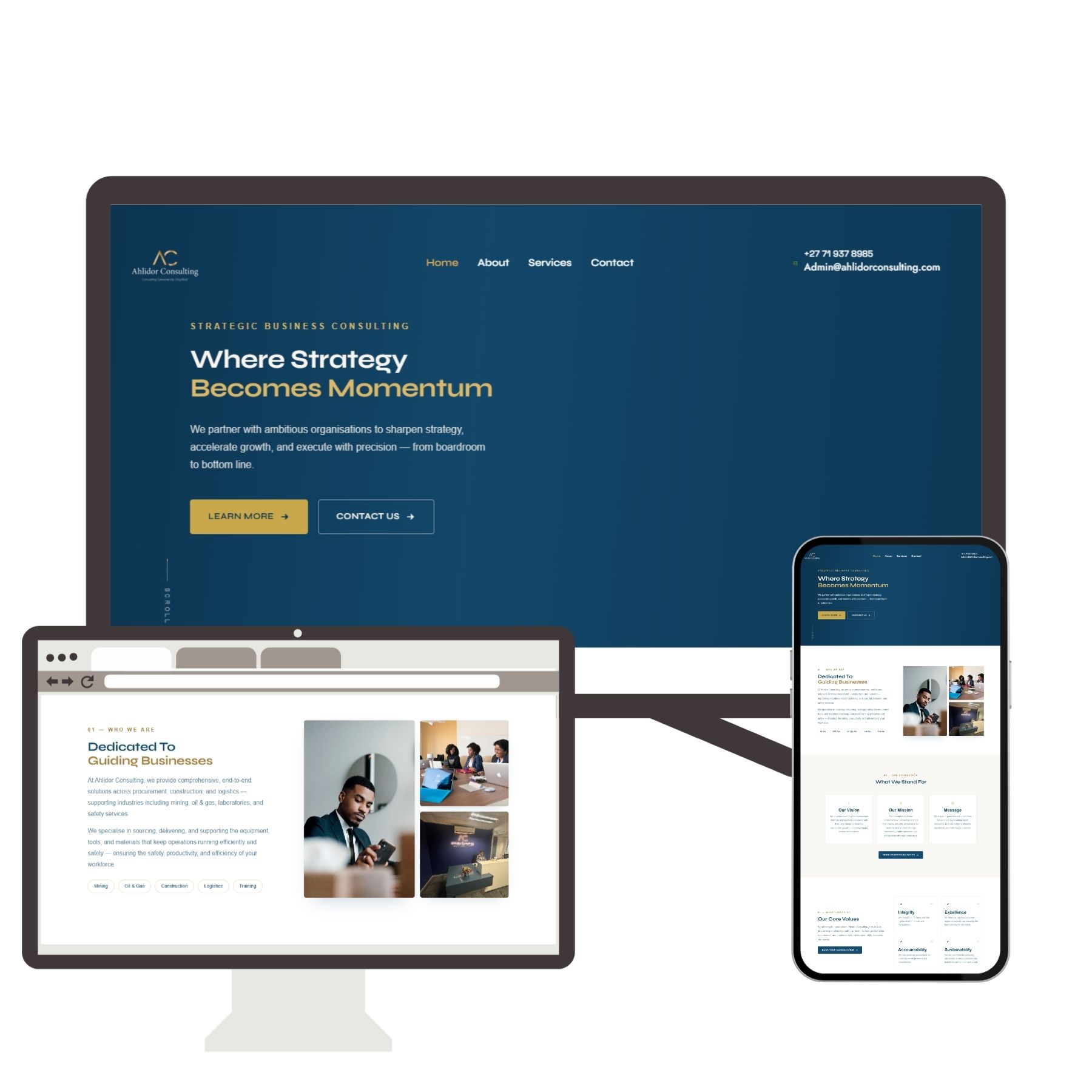 Ahlidor Consulting business consulting website designed by Elev8Web